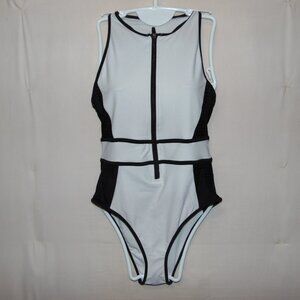 White Swimsuit with Black Mesh Sides (No tag)